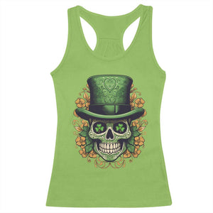 St Patrick's Day Racerback Tank Top Irish Sugar Skull Lucky Hat Shamrocks TS09 Lime Print Your Wear