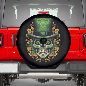 St Patrick's Day Spare Tire Cover Irish Sugar Skull Lucky Hat Shamrocks TS09 Black Print Your Wear