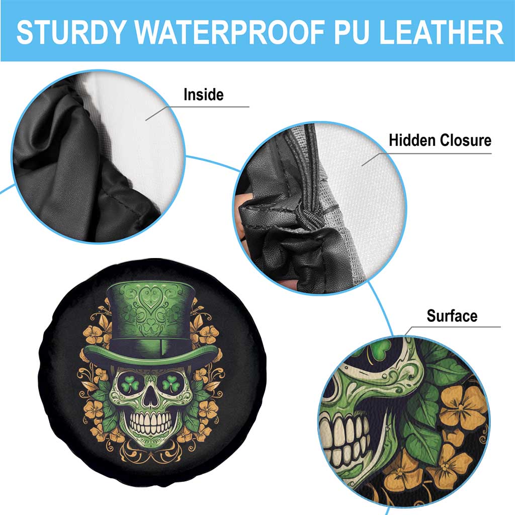 St Patrick's Day Spare Tire Cover Irish Sugar Skull Lucky Hat Shamrocks TS09 Print Your Wear