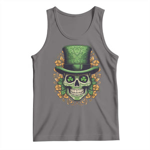 St Patrick's Day Tank Top Irish Sugar Skull Lucky Hat Shamrocks TS09 Deep Heather Print Your Wear
