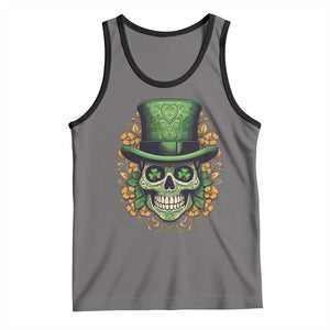 St Patrick's Day Tank Top Irish Sugar Skull Lucky Hat Shamrocks TS09 Deep Heather Black Print Your Wear