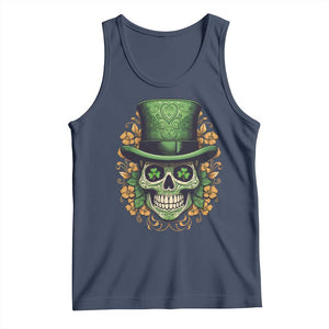 St Patrick's Day Tank Top Irish Sugar Skull Lucky Hat Shamrocks TS09 Navy Print Your Wear