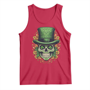 St Patrick's Day Tank Top Irish Sugar Skull Lucky Hat Shamrocks TS09 Red Print Your Wear
