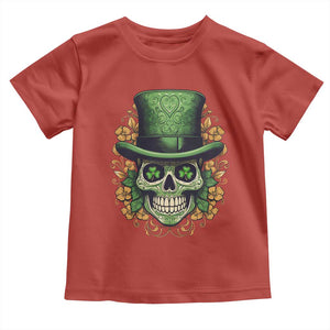 St Patrick's Day Toddler T Shirt Irish Sugar Skull Lucky Hat Shamrocks TS09 Red Print Your Wear