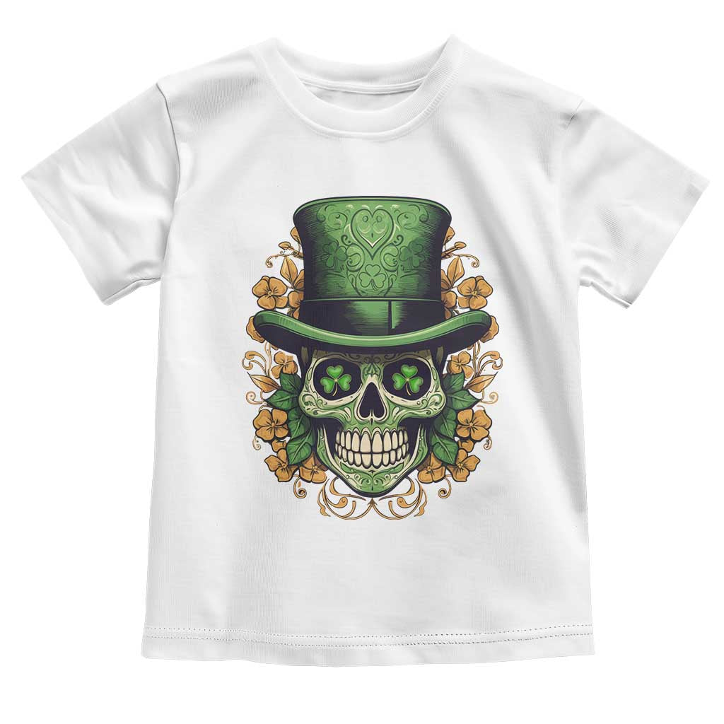 St Patrick's Day Toddler T Shirt Irish Sugar Skull Lucky Hat Shamrocks TS09 White Print Your Wear