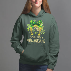 St. Patrick's Day Hoodie Little Miss Shenanigans Coquette Shamrocks TS09 Dark Forest Green Printyourwear