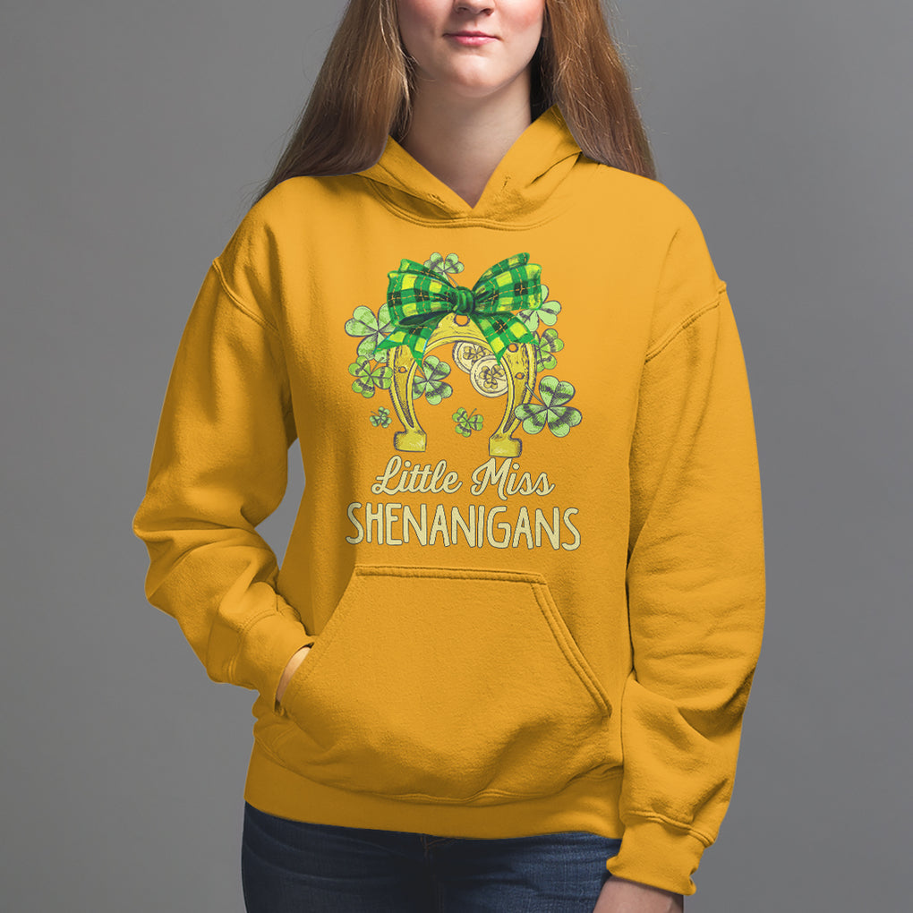 St. Patrick's Day Hoodie Little Miss Shenanigans Coquette Shamrocks TS09 Gold Printyourwear