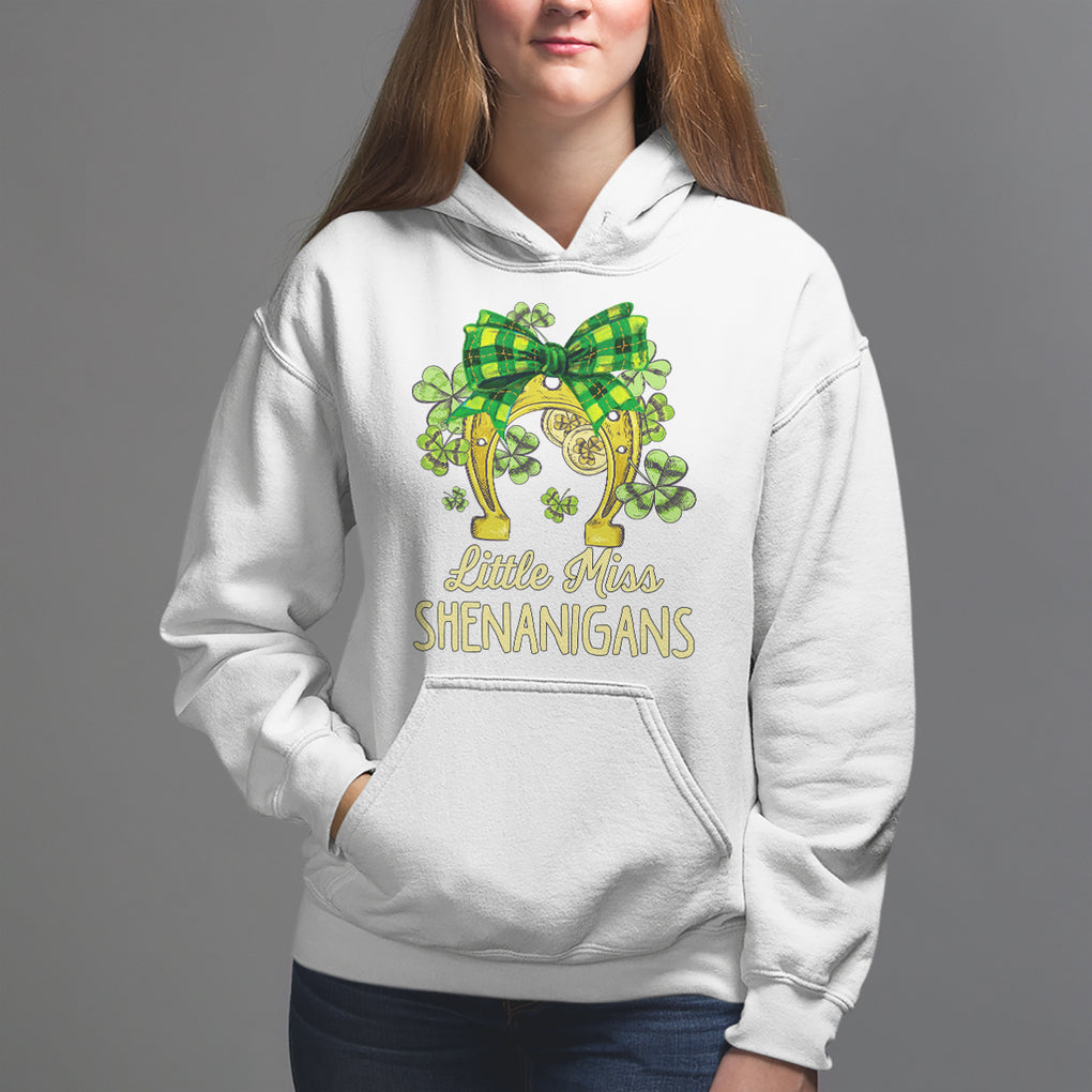 St. Patrick's Day Hoodie Little Miss Shenanigans Coquette Shamrocks TS09 White Printyourwear