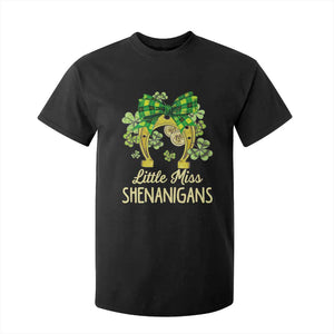 St Patrick's Day T Shirt For Kid Little Miss Shenanigans Coquette Shamrocks TS09 Black Print Your Wear
