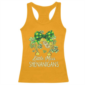 St Patrick's Day Racerback Tank Top Little Miss Shenanigans Coquette Shamrocks TS09 Gold Print Your Wear