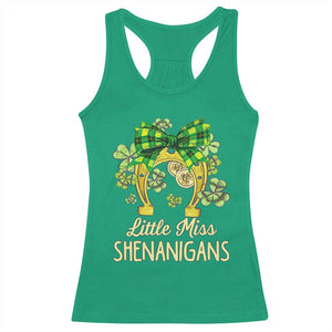 St Patrick's Day Racerback Tank Top Little Miss Shenanigans Coquette Shamrocks TS09 Irish Green Print Your Wear