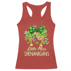 St Patrick's Day Racerback Tank Top Little Miss Shenanigans Coquette Shamrocks TS09 Red Print Your Wear