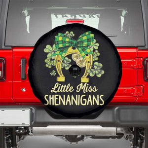 St Patrick's Day Spare Tire Cover Little Miss Shenanigans Coquette Shamrocks TS09 Black Print Your Wear