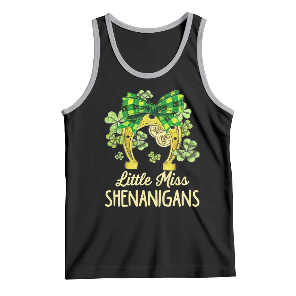 St Patrick's Day Tank Top Little Miss Shenanigans Coquette Shamrocks TS09 Black Athletic Heather Print Your Wear
