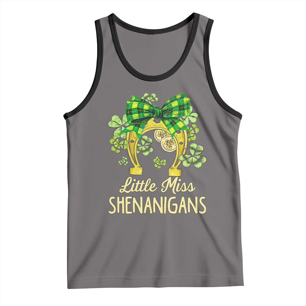 St Patrick's Day Tank Top Little Miss Shenanigans Coquette Shamrocks TS09 Deep Heather Black Print Your Wear