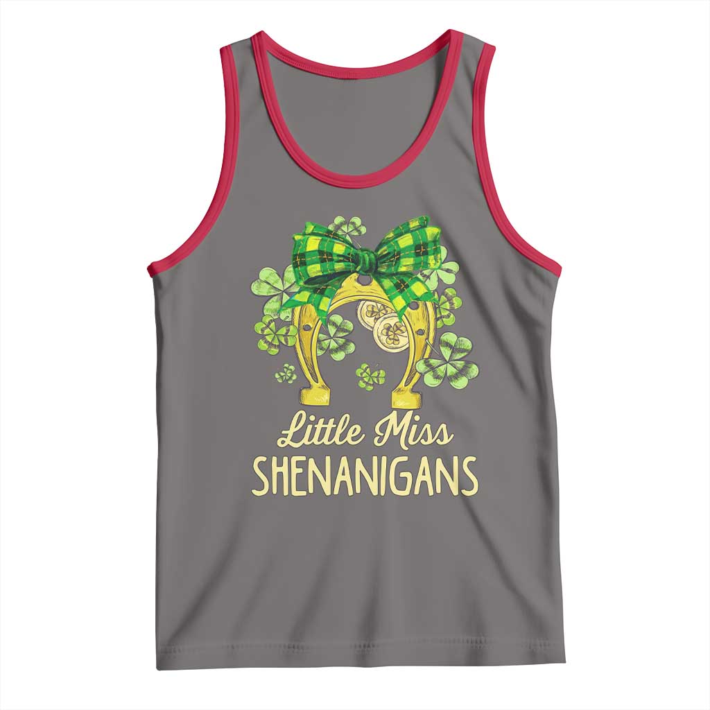 St Patrick's Day Tank Top Little Miss Shenanigans Coquette Shamrocks TS09 Deep Heather Red Print Your Wear