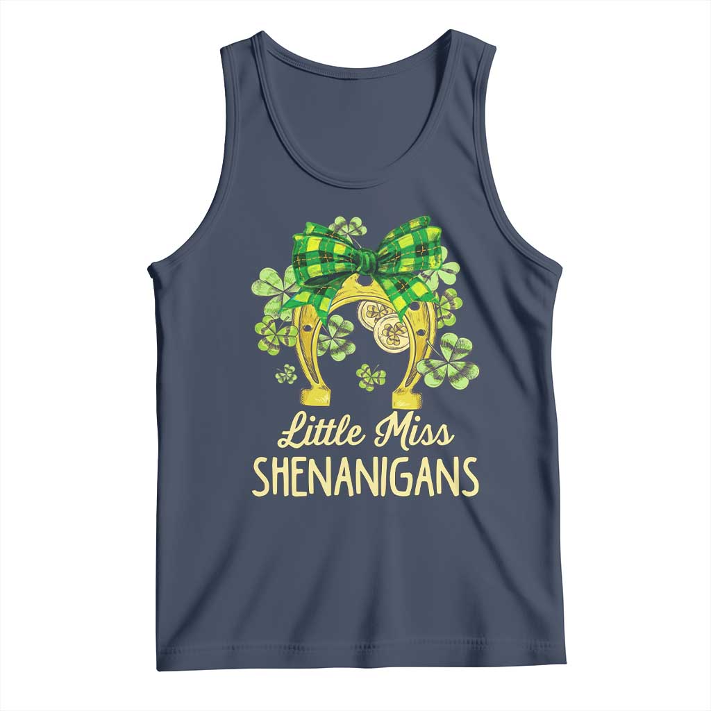 St Patrick's Day Tank Top Little Miss Shenanigans Coquette Shamrocks TS09 Navy Print Your Wear