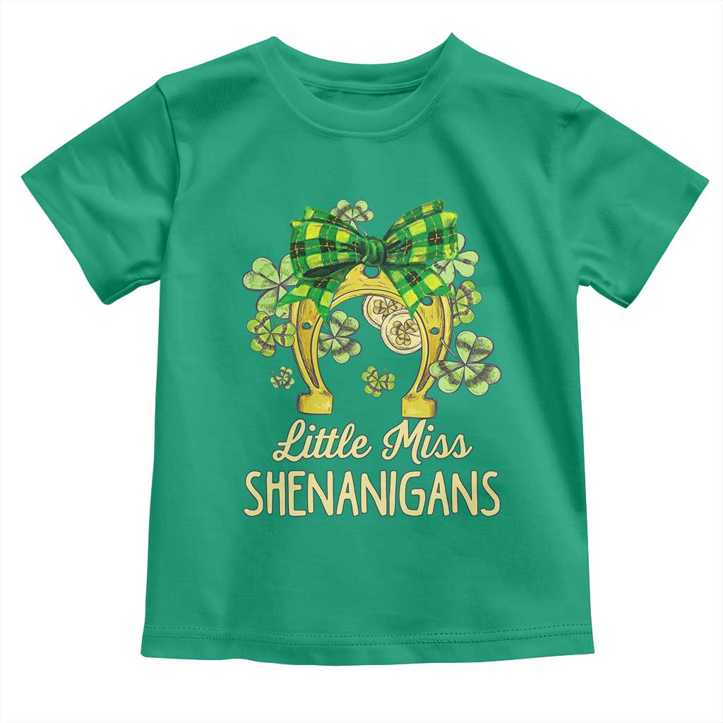 St Patrick's Day Toddler T Shirt Little Miss Shenanigans Coquette Shamrocks TS09 Irish Green Print Your Wear