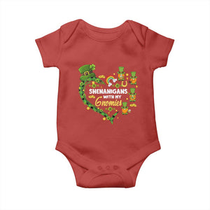 St Patrick's Day Baby Onesie Shenanigans With My Gnomies Shamrock Gnome TS09 Red Print Your Wear