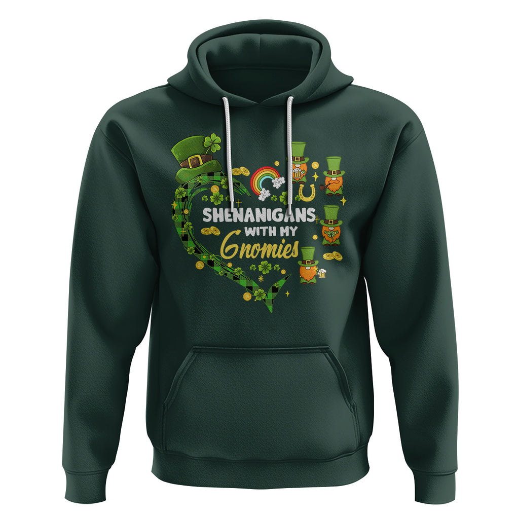 St. Patrick's Day Hoodie Shenanigans With My Gnomies Shamrock Gnome TS09 Dark Forest Green Printyourwear