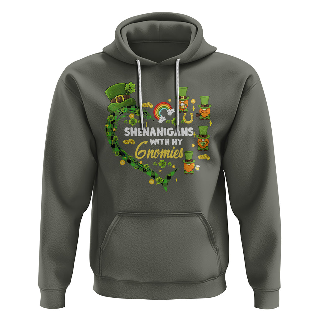 St. Patrick's Day Hoodie Shenanigans With My Gnomies Shamrock Gnome TS09 Military Green Printyourwear