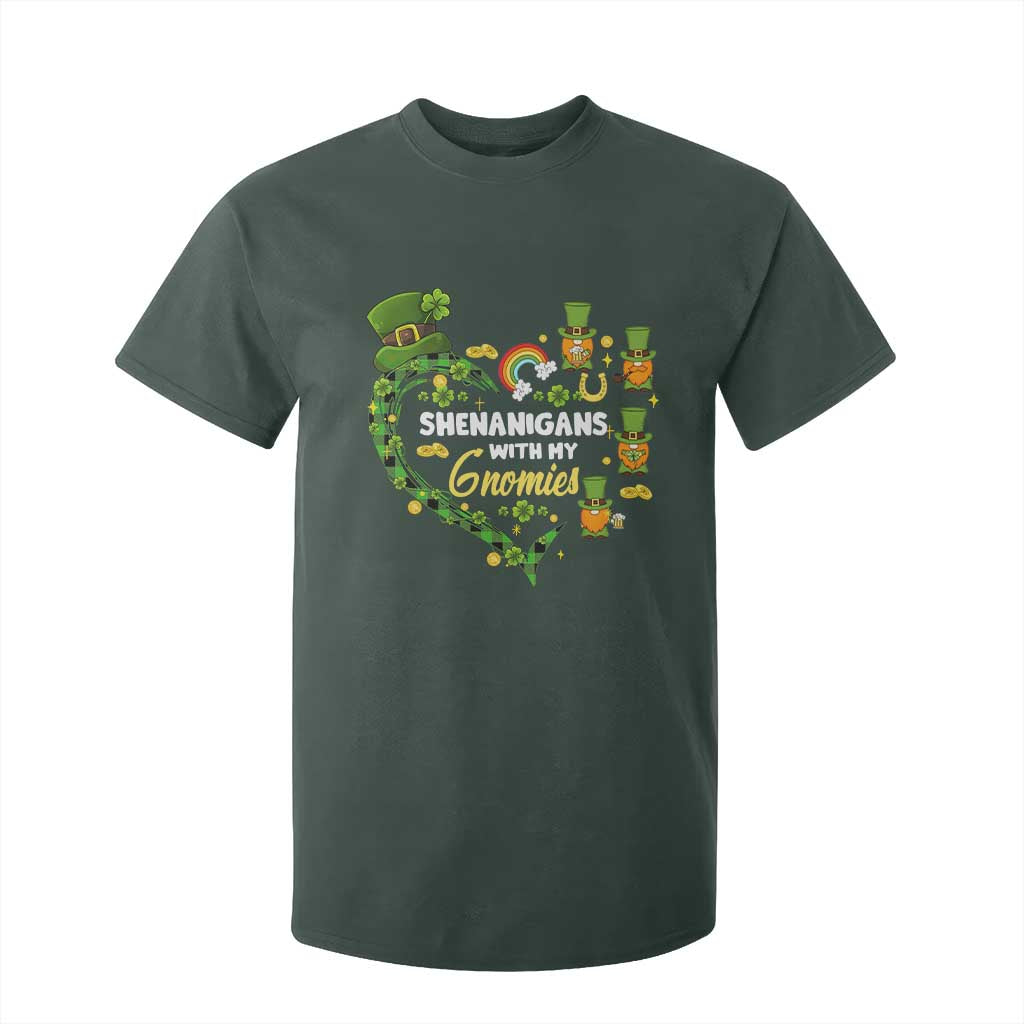 St Patrick's Day T Shirt For Kid Shenanigans With My Gnomies Shamrock Gnome TS09 Dark Forest Green Print Your Wear
