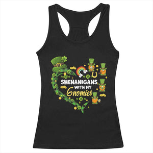 St Patrick's Day Racerback Tank Top Shenanigans With My Gnomies Shamrock Gnome TS09 Black Print Your Wear