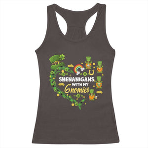 St Patrick's Day Racerback Tank Top Shenanigans With My Gnomies Shamrock Gnome TS09 Dark Chocolate Print Your Wear