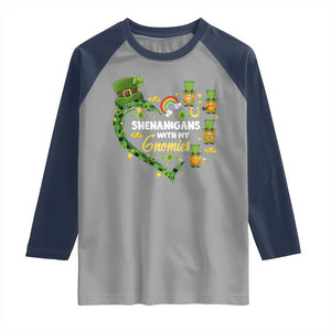 St Patrick's Day Raglan Shirt Shenanigans With My Gnomies Shamrock Gnome TS09 Sport Gray Navy Print Your Wear