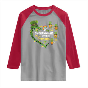 St Patrick's Day Raglan Shirt Shenanigans With My Gnomies Shamrock Gnome TS09 Sport Gray Red Print Your Wear