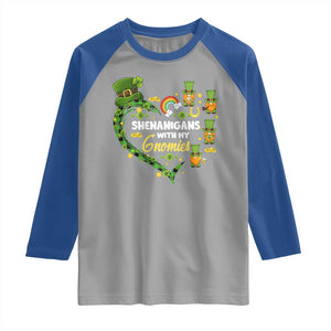 St Patrick's Day Raglan Shirt Shenanigans With My Gnomies Shamrock Gnome TS09 Sport Gray Royal Print Your Wear