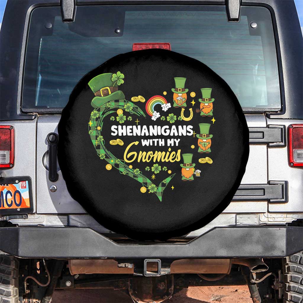 St Patrick's Day Spare Tire Cover Shenanigans With My Gnomies Shamrock Gnome TS09 No hole Black Print Your Wear