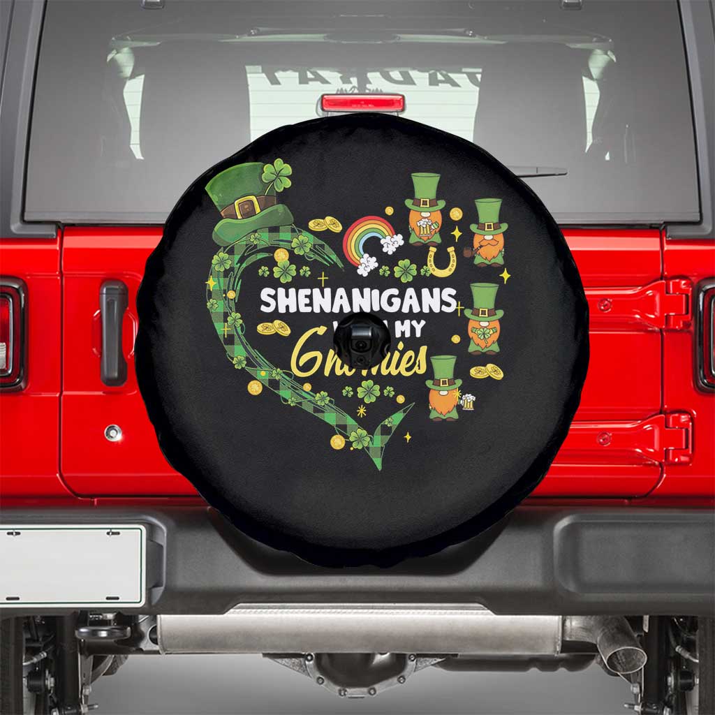 St Patrick's Day Spare Tire Cover Shenanigans With My Gnomies Shamrock Gnome TS09 Black Print Your Wear