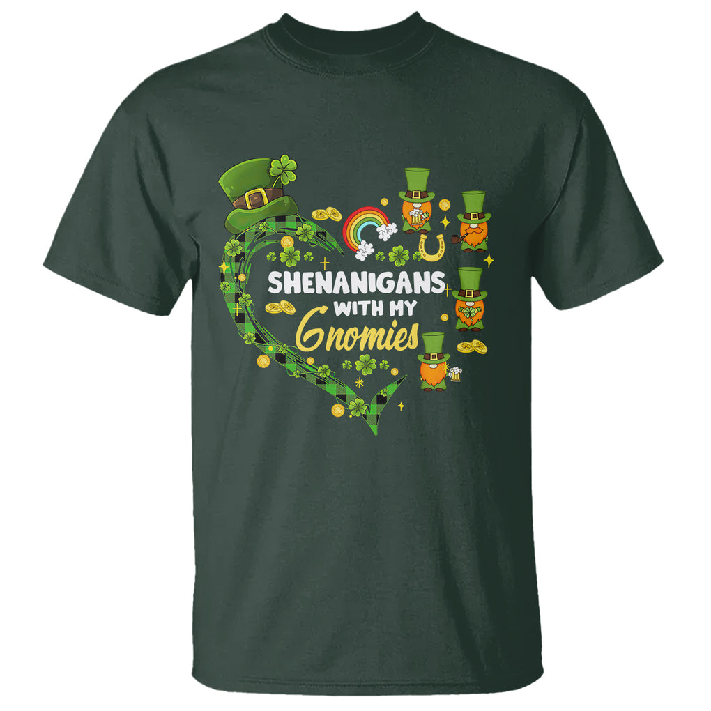 St. Patrick's Day T Shirt Shenanigans With My Gnomies Shamrock Gnome TS09 Dark Forest Green Printyourwear