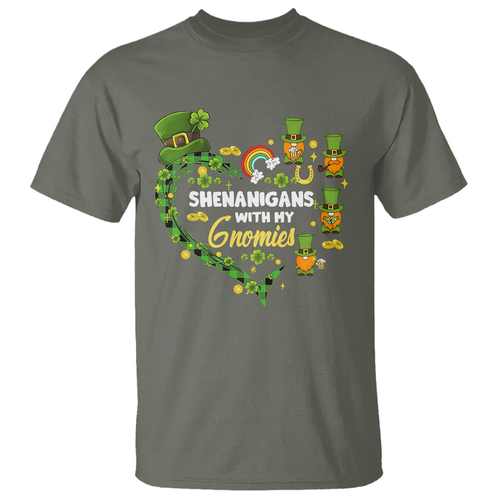 St. Patrick's Day T Shirt Shenanigans With My Gnomies Shamrock Gnome TS09 Military Green Printyourwear
