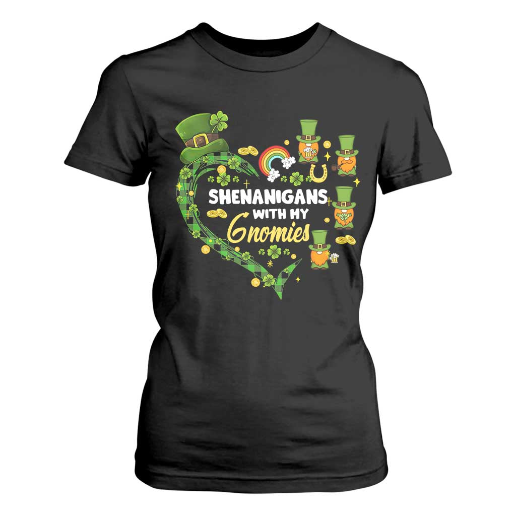 St Patrick's Day T Shirt For Women Shenanigans With My Gnomies Shamrock Gnome TS09 Black Print Your Wear