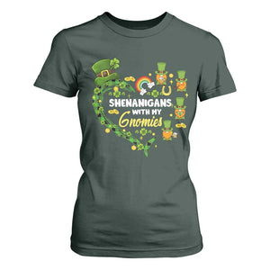 St Patrick's Day T Shirt For Women Shenanigans With My Gnomies Shamrock Gnome TS09 Dark Forest Green Print Your Wear