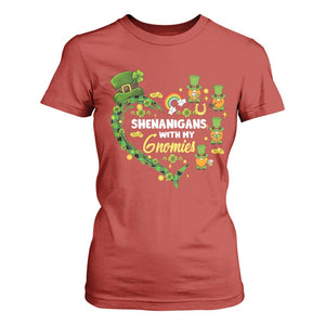 St Patrick's Day T Shirt For Women Shenanigans With My Gnomies Shamrock Gnome TS09 Red Print Your Wear