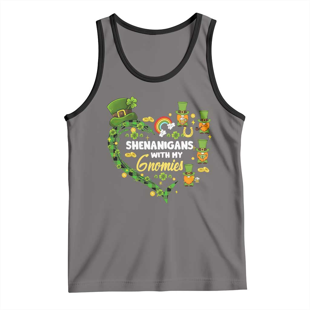 St Patrick's Day Tank Top Shenanigans With My Gnomies Shamrock Gnome TS09 Deep Heather Black Print Your Wear