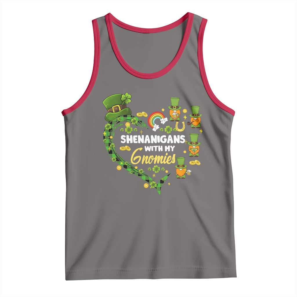 St Patrick's Day Tank Top Shenanigans With My Gnomies Shamrock Gnome TS09 Deep Heather Red Print Your Wear