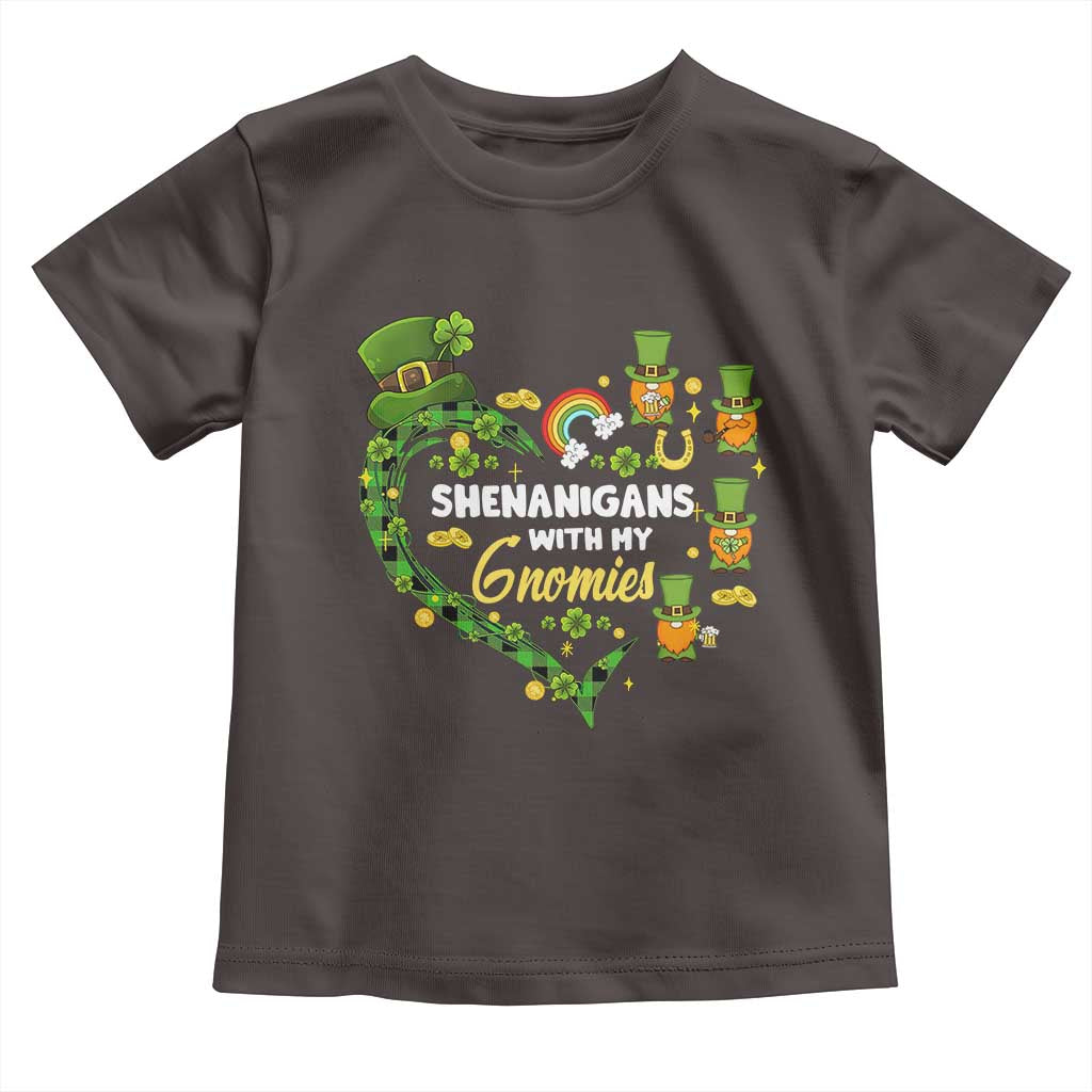 St Patrick's Day Toddler T Shirt Shenanigans With My Gnomies Shamrock Gnome TS09 Dark Chocolate Print Your Wear