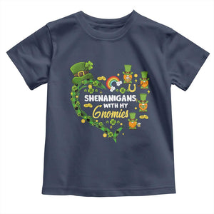 St Patrick's Day Toddler T Shirt Shenanigans With My Gnomies Shamrock Gnome TS09 Navy Print Your Wear