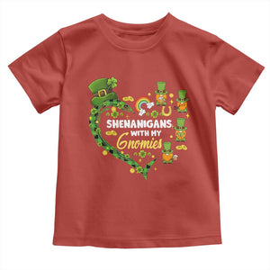 St Patrick's Day Toddler T Shirt Shenanigans With My Gnomies Shamrock Gnome TS09 Red Print Your Wear