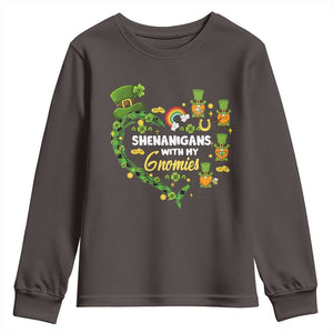 St Patrick's Day Youth Sweatshirt Shenanigans With My Gnomies Shamrock Gnome TS09 Dark Chocolate Print Your Wear