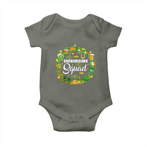 Funny St Patrick's Day Baby Onesie Shenanigans Squad Matching Group TS09 Military Green Print Your Wear