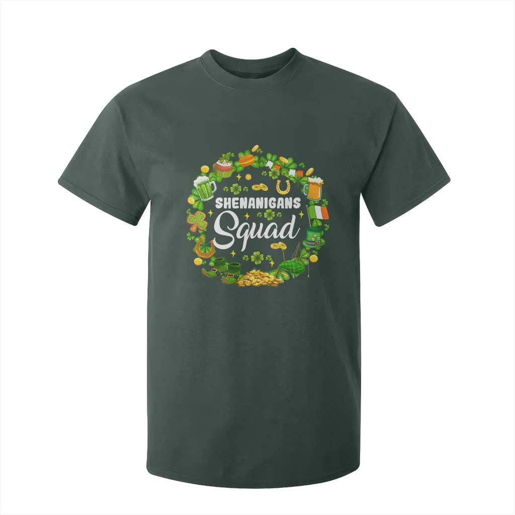 Funny St Patrick's Day T Shirt For Kid Shenanigans Squad Matching Group TS09 Dark Forest Green Print Your Wear