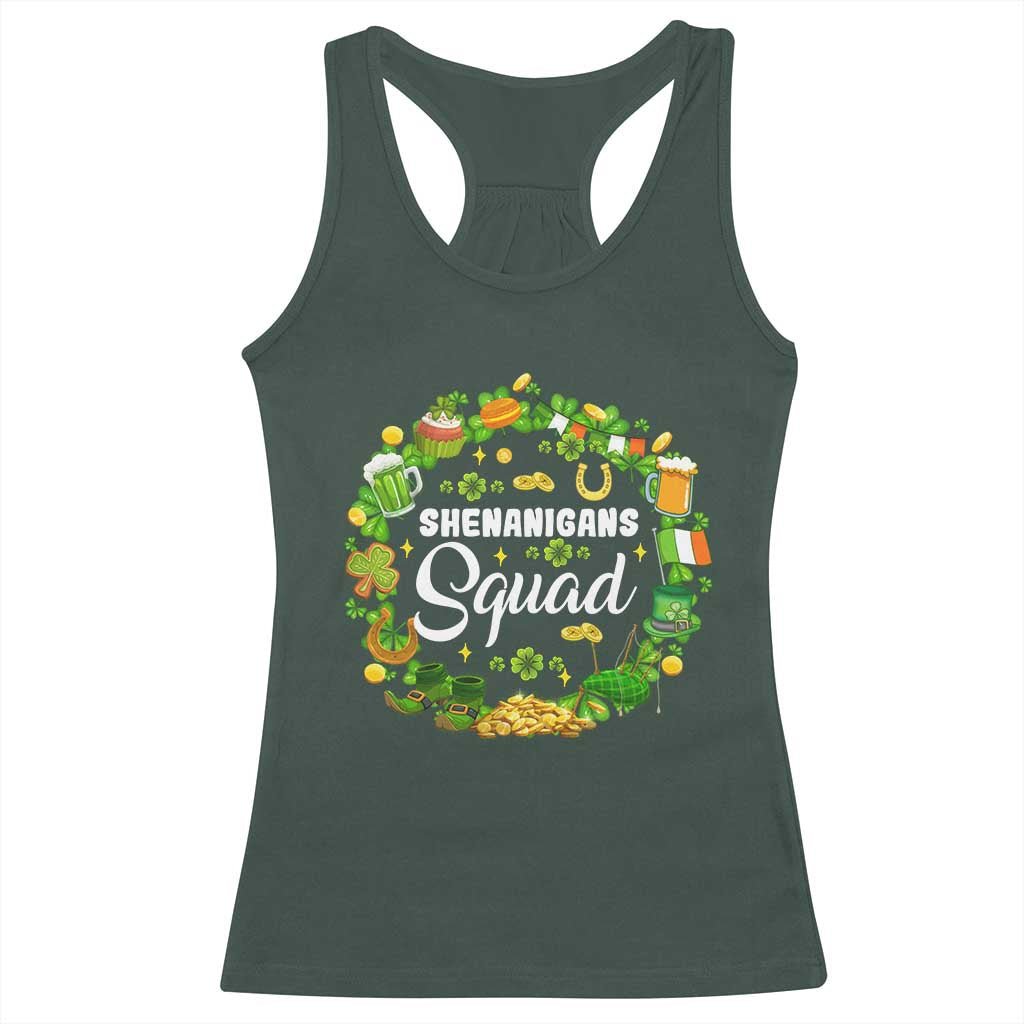 Funny St Patrick's Day Racerback Tank Top Shenanigans Squad Matching Group TS09 Dark Forest Green Print Your Wear