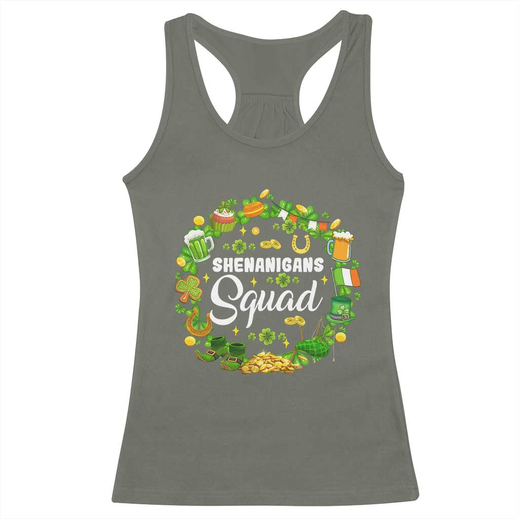 Funny St Patrick's Day Racerback Tank Top Shenanigans Squad Matching Group TS09 Military Green Print Your Wear
