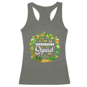 Funny St Patrick's Day Racerback Tank Top Shenanigans Squad Matching Group TS09 Military Green Print Your Wear