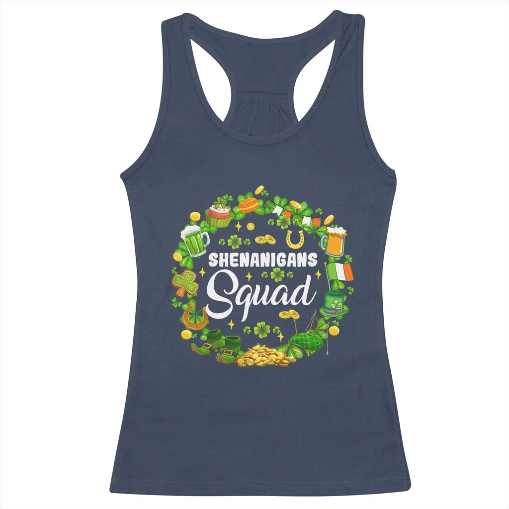 Funny St Patrick's Day Racerback Tank Top Shenanigans Squad Matching Group TS09 Navy Print Your Wear